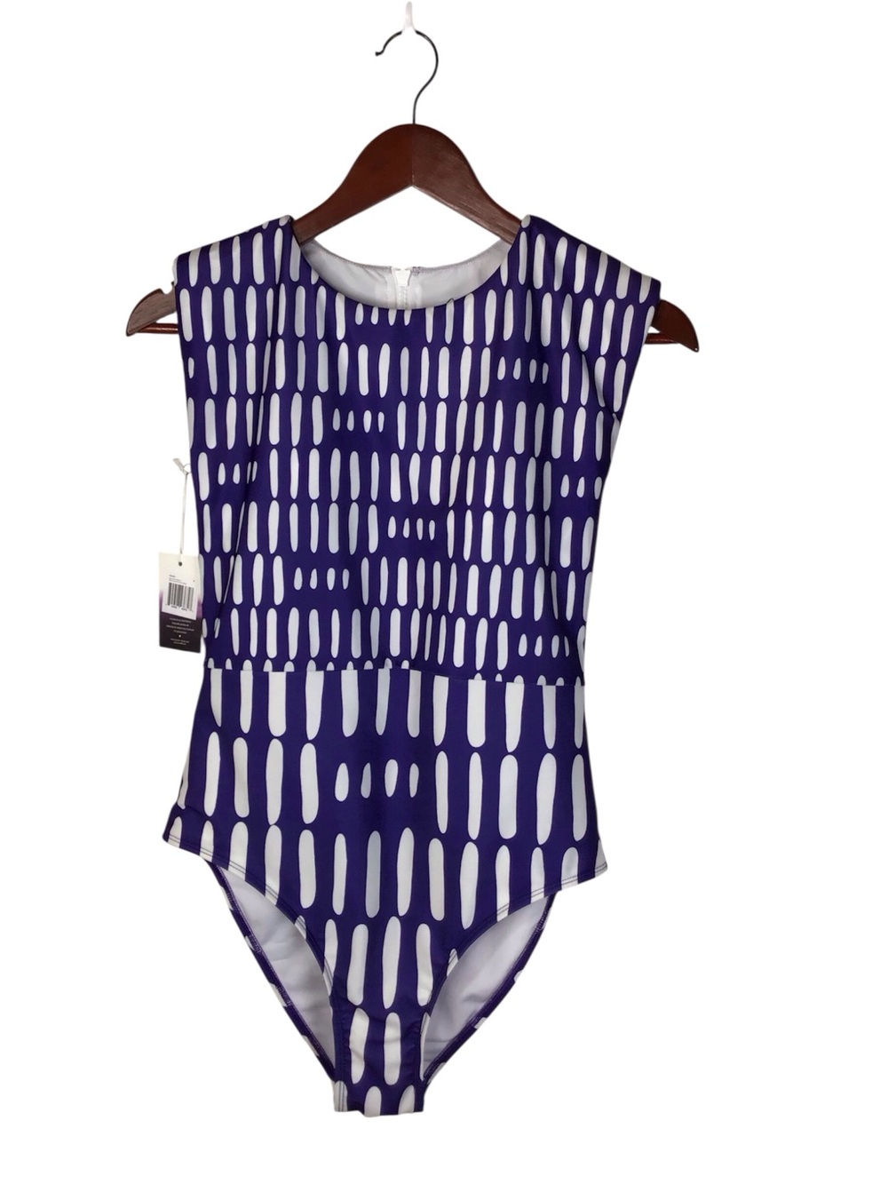 NWT Averie Amanda One Piece Swimsuit in White Brush Print on Indigo Colorway.